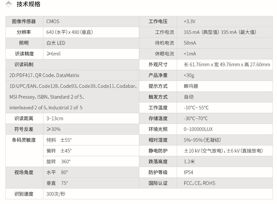 廣東東信智能科技有限公司EST-M50二維碼掃描模組