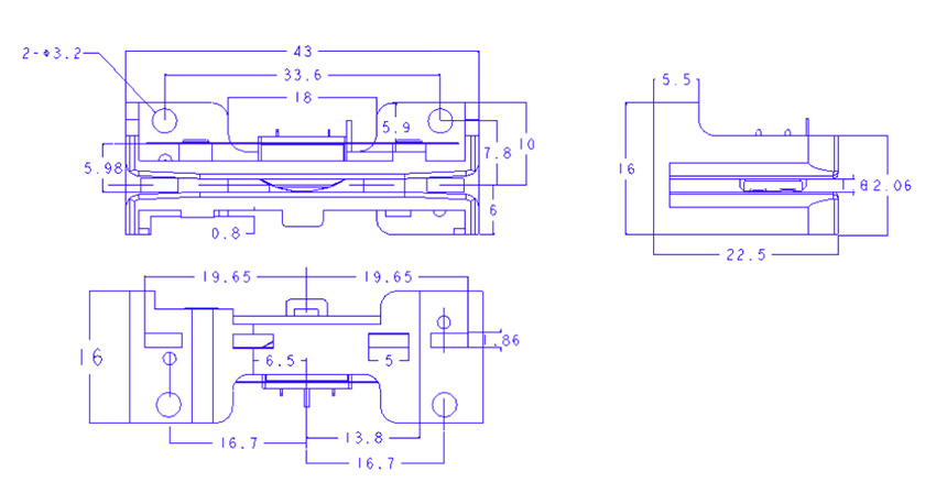 磁條卡閱讀器模塊結(jié)構(gòu)尺寸圖